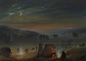 Kryssing av elven: måneskinn av Alfred Jacob Miller