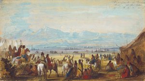 Leir ved Green River ved bunnen av Rocky Mountains, ca. 1837 (blyant, akvarell og gouache på papir) av Alfred Jacob Miller
