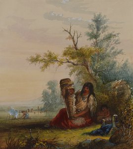 Gruppe med indiansk mor og barn av Alfred Jacob Miller