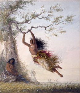 Indianske jenter som gynger av Alfred Jacob Miller