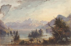 Lake Scene, Rocky Mountains, ca. 1837 (akvarell på papir) av Alfred Jacob Miller