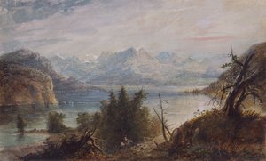 Lake, Wind River Chain of Mountains, ca. 1837 (akvarell på papir) av Alfred Jacob Miller