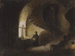 Mann sittende ved et vindu av Alfred Jacob Miller
