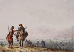 Shoshone Root Diggers, ca. 1837 (penn og blekk og akvarell på papir) av Alfred Jacob Miller