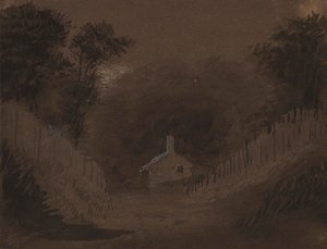 Lite hus blant trær av Alfred Jacob Miller