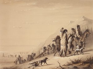 Snake Indians Migrating, ca. 1837 (penn og blekk, vask og gouache på papir) av Alfred Jacob Miller