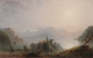 The Lake Her Lone Bosom Expands to the Sky, ca. 1850 (olje på panel) av Alfred Jacob Miller