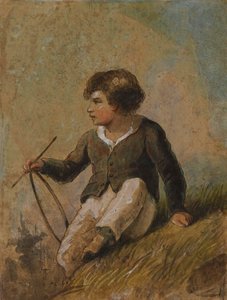Ung gutt med ring og pinne av Alfred Jacob Miller