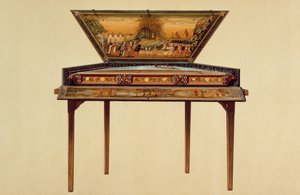 Hamret dulcimer i en malt lydboks, 1700-tallet, fra 