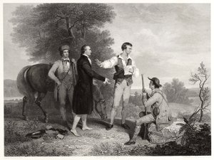 Fangsten av major Andre, etter Asher B. Durand, ca. 1846 (gravering) av Alfred Jones