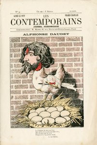 Omslag til “” Les Contemporains””, nummer 9, satirisk i farger: Alphonse Daudet - Litteratur - Houle, Daudet Alphonse - Illustrasjon av Alfred Le Pepetit (1841-1909) av Alfred Le Petit