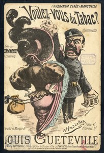 Illustrasjon av Alfred Le Petité (1841-1909) i "" Chanson illustratese "", ca 1900 - Vouvous du tabac. Louis Gueteville - Røyking, tobakk av Alfred Le Petit