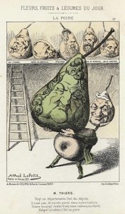 La Peire: Cartoon on Thiers - ill. from 14/02/1871 by Alfred Le Petitty, in “” Flowers, Fruits and Vegetables of the Day””. av Alfred Le Petit