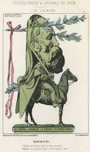 Le Laurier: Tegneserie om Garibaldi - ill. fra 15/02/1871 i "Dagens blomster, frukt og grønnsaker" av Alfred Le Petit