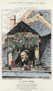 Le Peas de Fragreur: caricature about Jules Simon (1814 - 1896) - ill. from 12/01/187 in ” Flowers, Fruits and Vegetables of the Day” av Alfred Le Petit