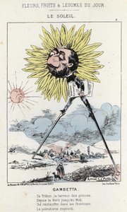 Le Soleil (solsikke): karikatur på Gambetta (1838 - 1882) - ill. fra 12.01.1871 i "Dagens blomster, frukt og grønnsaker" av Alfred Le Petit