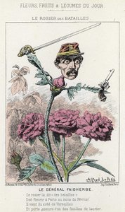 The Rosier des Batailles: tegneserie om general Faidherbe - ill. fra 20.01.1871 i "Dagens blomster, frukt og grønnsaker" av Alfred Le Petit