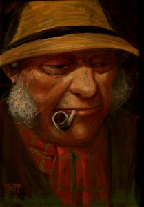 Maleri av mann som røyker pipe, 1905