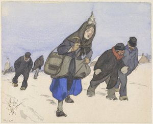Krigsflyktninger i snøen av Alfred Ost