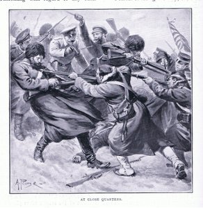 På nært hold, illustrasjon fra Cassells History of the Russo-Japanese War Vol 1, ca. 1900 av Alfred Pearse