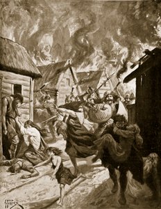 Canterbury Burned by the Danes, 851 AD, illustrasjon fra 