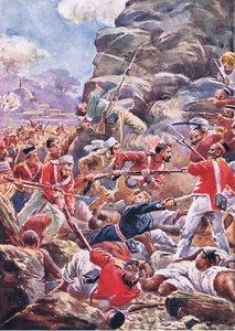 Beleiringen av Delhi: Storming the breach, illustrasjon fra British Battles on Land and Sea, 1915