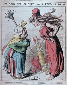 Tegneserie om de to republikkene, "" Honnete Republic (1830) og Red Republic (1793)" av Alfred Le Petitty i "" Le Grelot""" 1872 av Alfred Petit