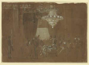 Begravelsestjeneste over oberst Ellsworth i White House East Room Abstrakt/medium av Alfred R. Waud