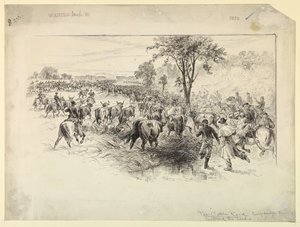 The Cattle Raid av det konfødererte kavaleriet av Alfred R. Waud