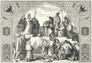 Dåpen til den saksiske høvdingen Widukind, 785 (gravering) av Alfred Rethel
