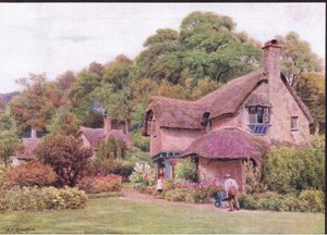 Almshouses, Selworthy Green, Somerset, fra The Cottages and the Village Life of Rural England utgitt av Dent & Sons Limited av Alfred Robert Quinton