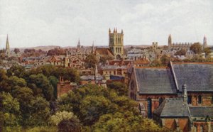Cambridge, fra Castle Hill (farge litho) av Alfred Robert Quinton
