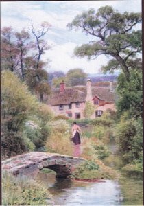 Gangbro, nær Porlock, Somerset, fra The Cottages and the Village Life of Rural England utgitt av Dent & Sons Limited av Alfred Robert Quinton