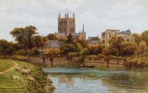 Hereford katedral, fra elven av Alfred Robert Quinton