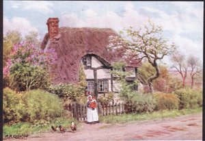Lilac and Apple Blossoms, Harvington, Worcester, fra The Cottages and the Village Life of Rural England utgitt av Dent & Sons Limited, 1912