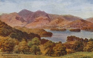 Skiddaw og Keswick fra Brandelhow Park, Lake District av Alfred Robert Quinton