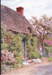 The Cottage Door, Elmley Castle, Worcester, fra The Cottages and the Village Life of Rural England utgitt av Dent & Sons Limited av Alfred Robert Quinton