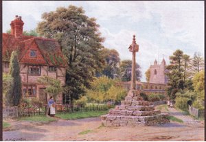 The Cross, East Hagbourne, Berkshire, fra The Cottages and the Village Life of Rural England utgitt av Dent & Sons Limited, 1912 av Alfred Robert Quinton