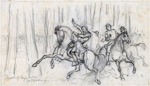 Reynolds død i Gettysburg 1863 (tegning) av Alfred Rudolph Waud