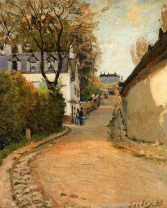 Rue de la Princesse, Louveciennes, ser nordover, ca. 1873 (olje på lerret) av Alfred Sisley