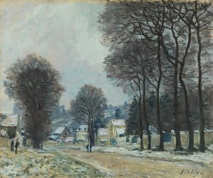Snø ved Louveciennes, ca. 1874 av Alfred Sisley