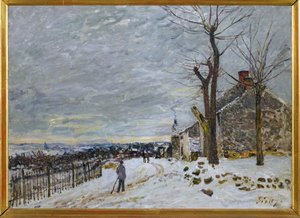 Snø i Veneux-Nadon, ca. 1880 (maleri på lerret) av Alfred Sisley