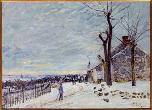 Snøvær i Veneux-Nadon (Veneux Nadon en Seine et Marne). Maleri av Alfred Sisley (1839 - 1899) av Alfred Sisley