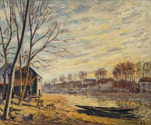 Båtgården på Matrat; Chantiers a Matrat, 1889 av Alfred Sisley