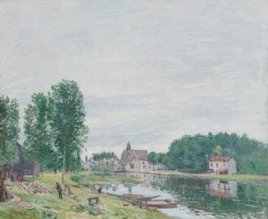 Matrat-båtverftet, Moret-Sur-Loing, regnvær av Alfred Sisley