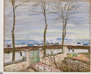 Moret jernbanestasjon om vinteren (pastell på papir) av Alfred Sisley