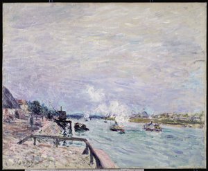 Seinen ved Grenelle, vått vær, 1878 av Alfred Sisley