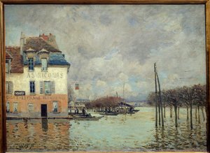 Flommen ved Port Marly (Port-Marly) Maleri av Alfred Sisley (1839-1899) 1876 Dim. 0,60 x 0,81 m Paris, musee d