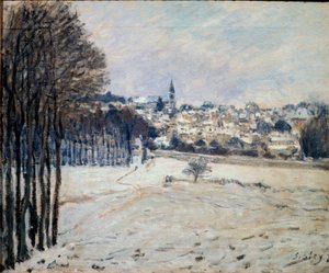Snøen i Marly - olje på lerret av Alfred Sisley