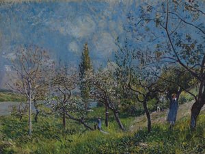 Frukthage om våren av Alfred Sisley